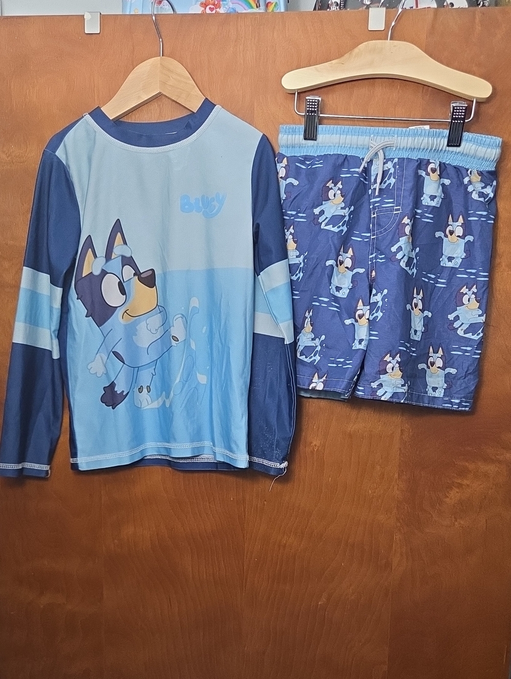 Bluey Long Sleeve Rash Guard & Swim Shorts Set - Blue